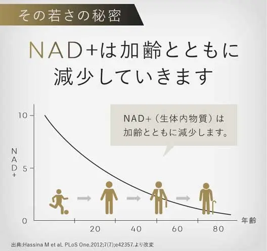NAD+は、加齢とともに減少
